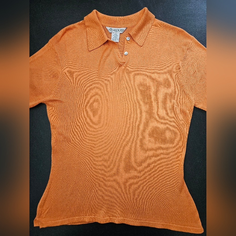 Vintage - Silk Austin Reed 2 Ply Orange Polo Jersey - Size XL - NWOT +1 Free